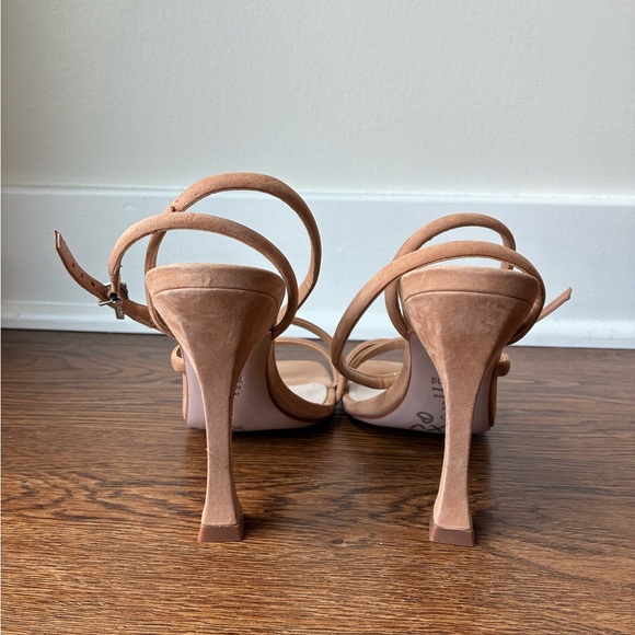 Schutz Light Brown Leather Square Toe Strapy Heels - Size 8M